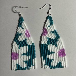 - Beaded flower earrings with fringe